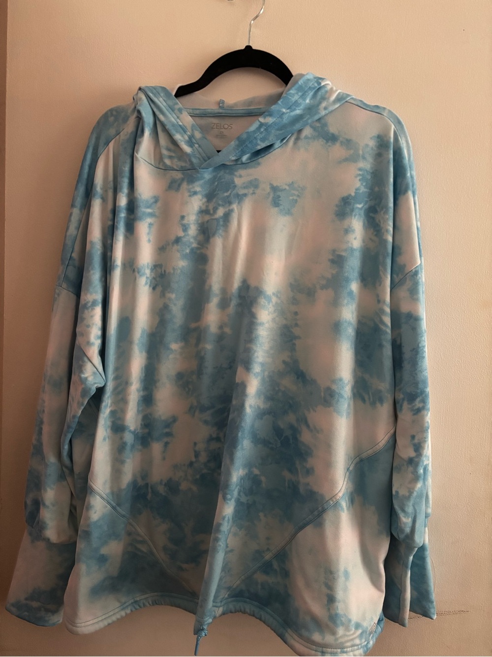 ZELOS Blue & White Tie-Dye Hoodie Sweatshirt SZ 2X Great Condition/ Like New!